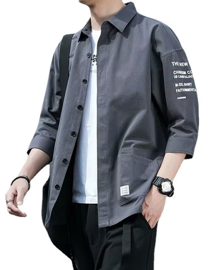 2024 Shirts Men Handsome Fashion Streetwear Design Japanese Harajuku Korean Summer All-Match Teens College Unisex Clothes Ins