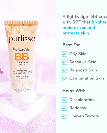 Perfect Glow BB Cream with SPF 30 - Matte Meets Dewy Finish - Enriched with Goji & Hawthorn Berry to Help Improve Skin Texture & Radiance - Deep (1.4 Oz)