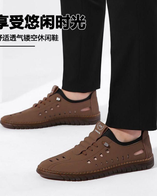Men's Stylish Laser Cut Tan Casual Shoes