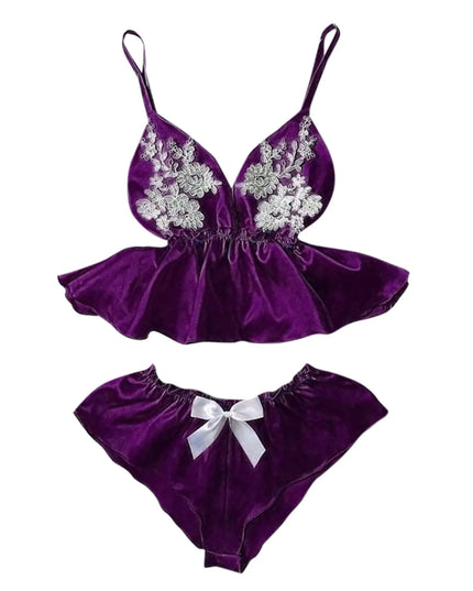 Women Corset Lace Floral Lingerie Set Sexy plus Size V Neck Bralette Bra Two Piece Splicing Stain Underwear Lingeries Sets Sexy