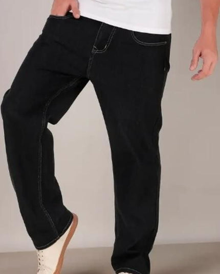 Men's Loose Fit Mid Rise Black Jeans