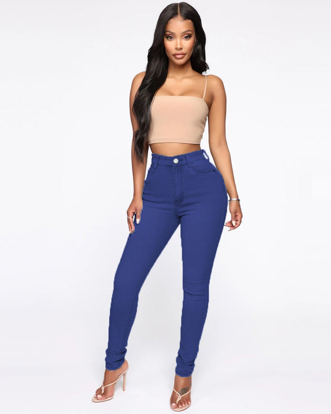 Slimming Jeans Pants for Women High Waist Trousers with Pockets