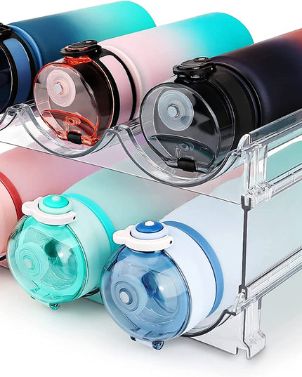 Water Bottle Organizer for Cabinet, Water Bottle Storage Organizer, 2 Packs Water Bottle Storage Rack, Water Bottle Holder for Cabinet, Stackable Water Bottle Storage Rack