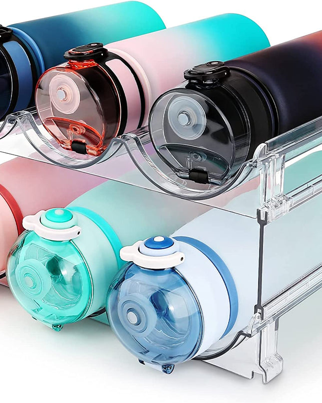 Water Bottle Organizer for Cabinet, Water Bottle Storage Organizer, 2 Packs Water Bottle Storage Rack, Water Bottle Holder for Cabinet, Stackable Water Bottle Storage Rack