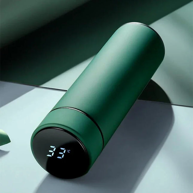 500ml Stainless Steel Vacuum Thermal Water Bottle with Digital Temperature Display - Leakproof Frosted Thermos for Coffee and Milk
