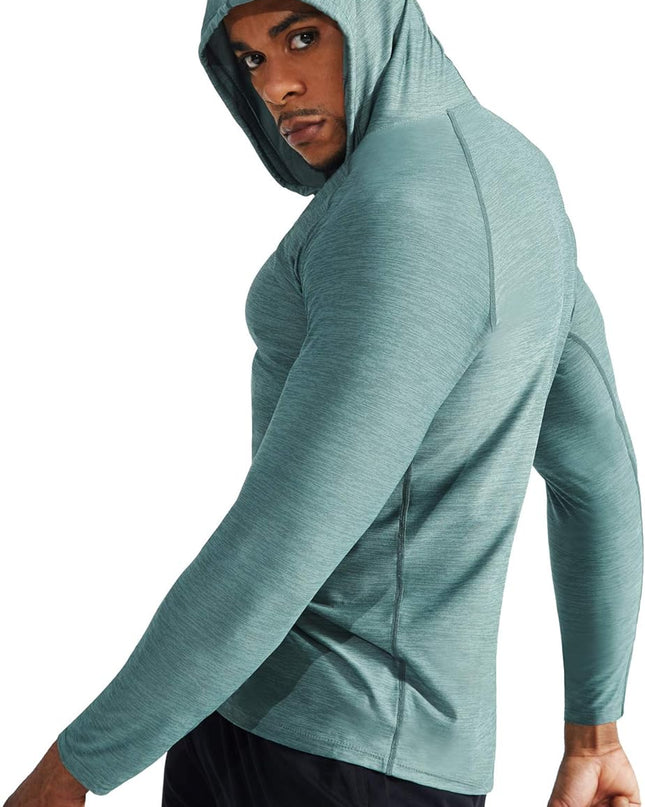 Men'S Dry Fit Athletic Shirt Workout Running Long Sleeve Shirts with Hoods