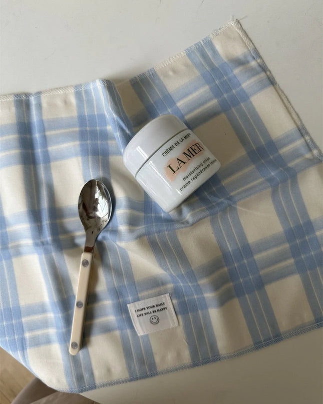 Retro Pastel Blue Checker Placemat for Dopamine Table Setting