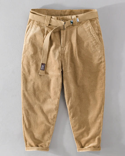 Designer New Thick Corduroy Cotton Pants Men Brand Trend Retro Stright with Belt Trousers 29-36 Pantalones Hombre Drop Shipping