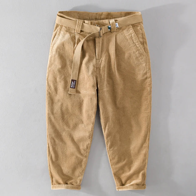 Designer New Thick Corduroy Cotton Pants Men Brand Trend Retro Stright with Belt Trousers 29-36 Pantalones Hombre Drop Shipping