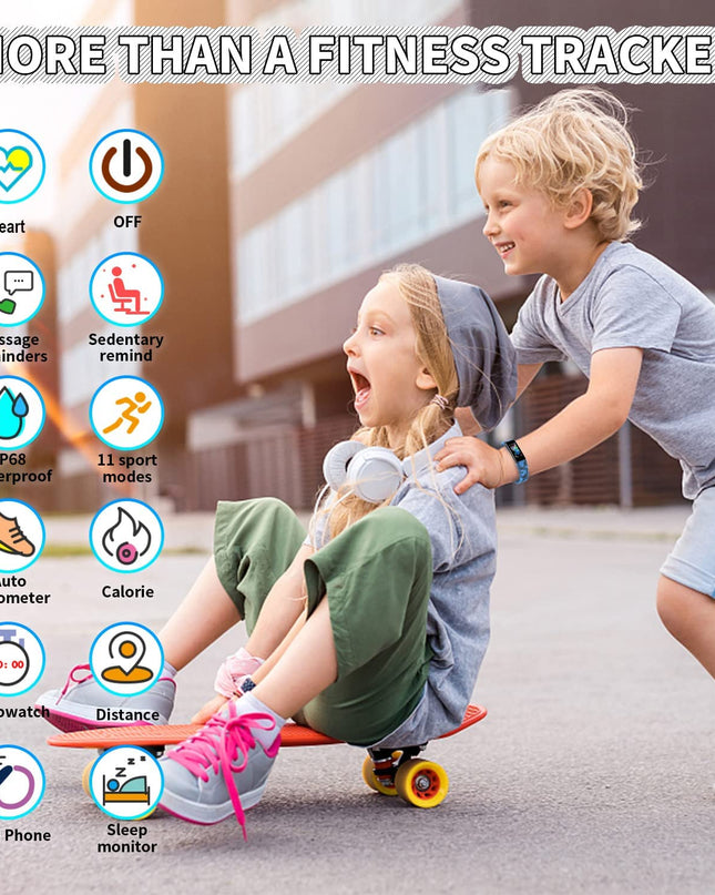 Kids Watch Fitness Tracker, Fitness Watches for Kids, Activity Tracker with Pedometers, Stopwatch, IP68 Waterproof, 11 Sport Modes Smart Watch for Kids Age 6-16 Years Old
