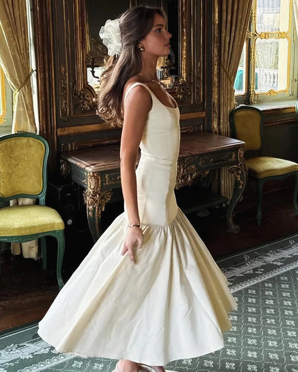 Midi Holiday Dress 2024 New Arrivals Red Spaghetti Strap Elegant Hem Dress Casual Birthday Party Dresses