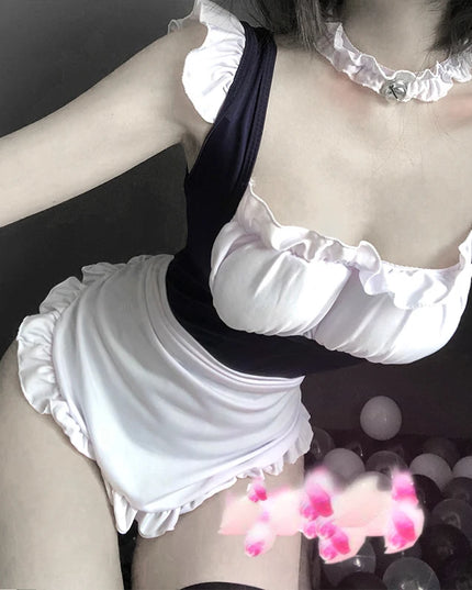 Maid Dress Cosplay Costumes Women Sexy Lingerie Perspective Erotic Underwear Maid Classical Lace Outfit Porno Suit