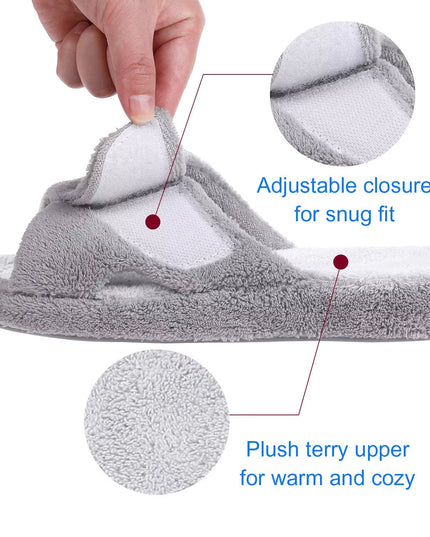 Fuzzy House Slippers for Women New Terry Cloth Arch Support Cotton Slippers Four Seasons Open Toe Indoor Flat Slippers
