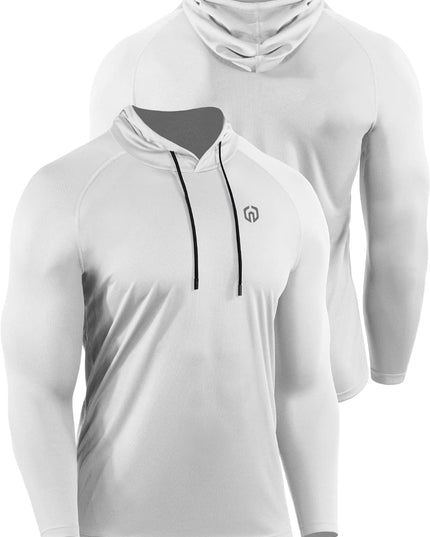 Men'S 3 Pack Mesh Running Shirt Long Sleeve Workout Athletic Shirts with Hoods,5095,White/Grey/Blue,3Xl