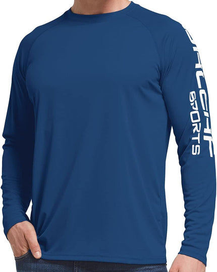 Men'S Long Sleeve UV Shirts Sun Protection UPF 50+ Shirt SPF Lightweight Quick Dry Rash Guard for Hiking Fishing Ocean Blue Size L