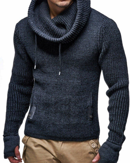 Men’S Knitted Pullover | Long-Sleeved Slim Fit Shirt | Basic Longsleeve Sweatshirt with Shawl Collar for Men