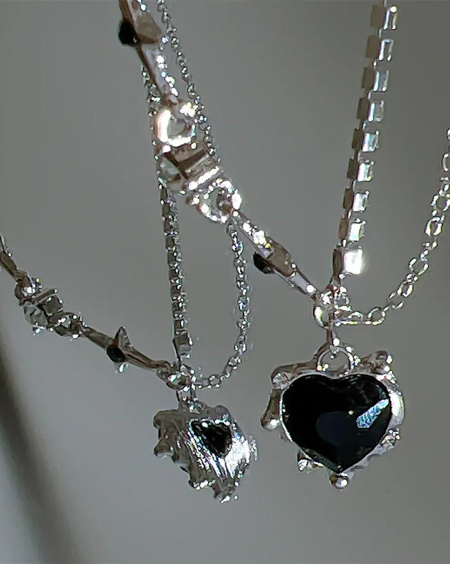 Star Zircon Pendant Necklace for Women Luxury Sweet Cool Girl Punk Heart Clavicle Chain New Fashion Jewelry Party Gift