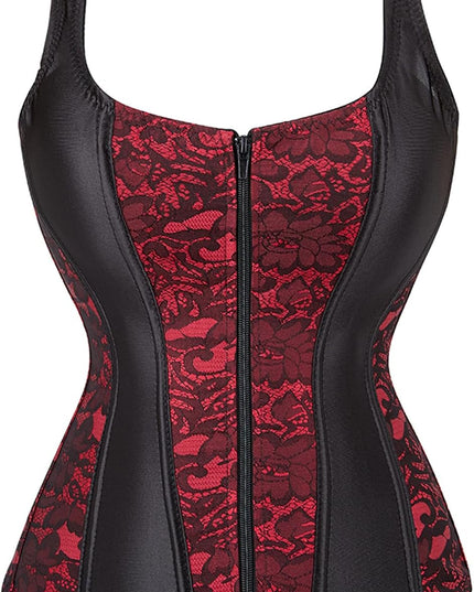 Women Sexy Boned Lace up Corsets and Strap Bustiers Top Overbust Shaper