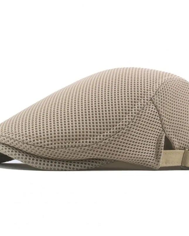 Hollow Breathable Mesh Men Beret Hat Adjustable Buckle Summer Autumn Sunscreen Men Cap Sport