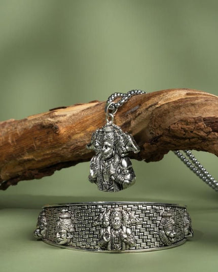 5-Mukhi Hanuman Kada with 5-Munjai Hanumna Pendant with Chain