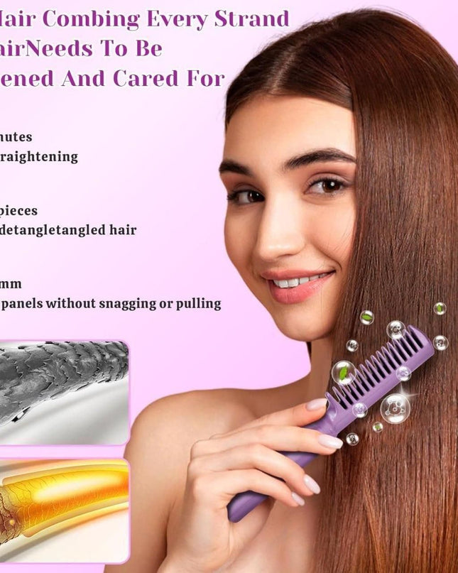 Meneflix Portable Mini Hair Straightener Cordless Rechargeable Mini Adjustable Hair Straightener Hot Comb