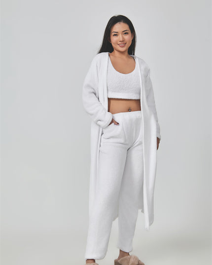 Cozy Pajama Set, 3 Piece Lounge Set, Cute Loungewear, Warm Suit Sets, Matching Set, Lounge Set, 3 Piece Pant Sets, Women Winter Dress