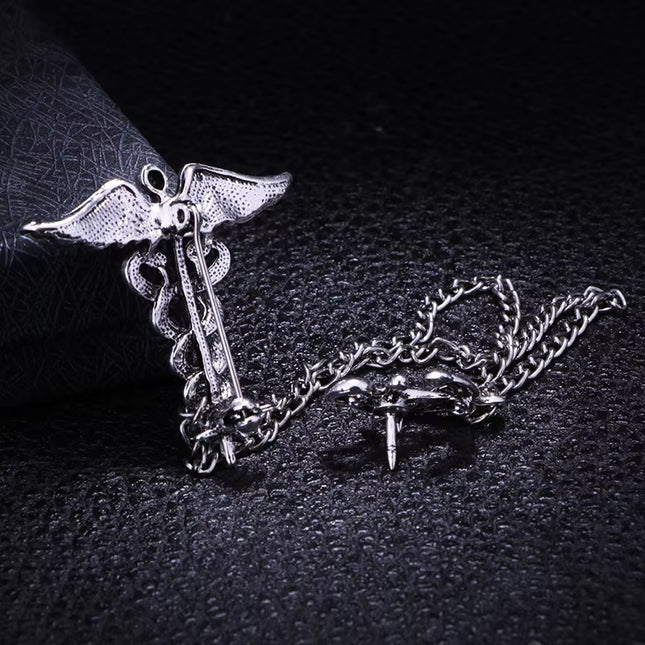 New Retro Snake Animal Brooch Angel Wings Tassel Chain Lapel Pins Suit Collar Pin Badge Shirt Brooches for Men Accessories