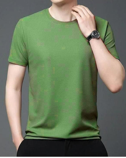 Polyester Stretchable Solid Half Sleeves Mens Round Neck T-Shirt Pack Of 4