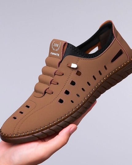 Men's Stylish Laser Cut Tan Casual Shoes