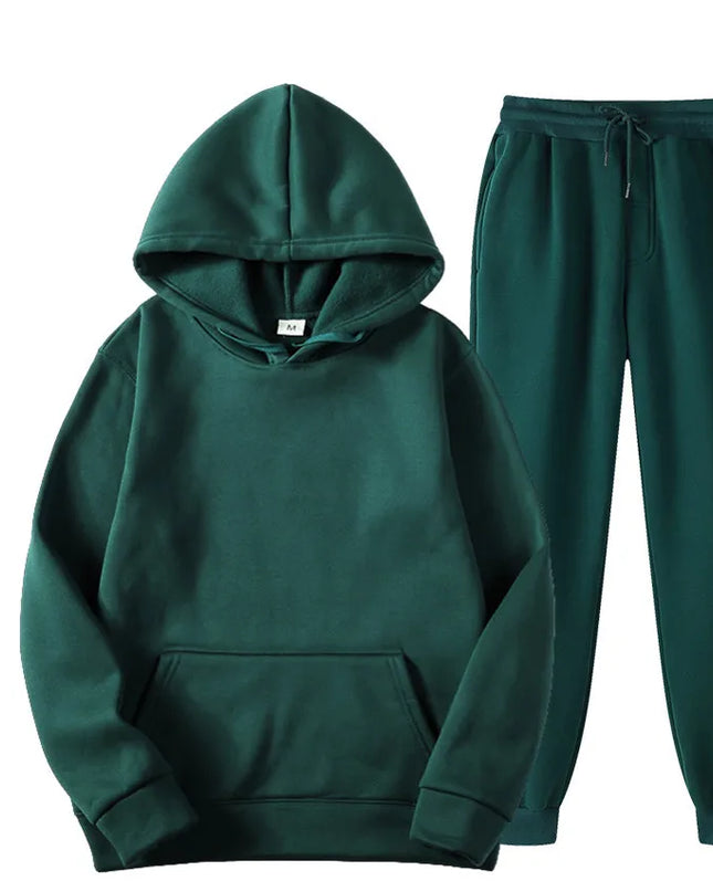 New Men Set Spring Autumn Fashion Mens Tracksuit Cotton Comfortable Two Piece Casual Sportswear Set Male Hoodies + Pants Solid