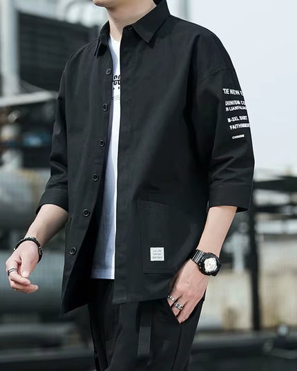 2024 Shirts Men Handsome Fashion Streetwear Design Japanese Harajuku Korean Summer All-Match Teens College Unisex Clothes Ins