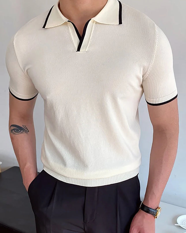Summer Men Fashion Polo Shirts Short Sleeve Turn-Down Collar Patchwork Casual Polos Mens Clothing Male Tops Pullover Streetwear