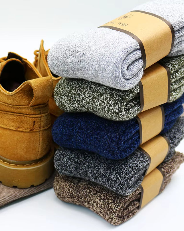Winter Men'S Merino Wool Socks Super Thick Warm High Quality Harajuku Retro Snow Casual Antifreeze Cashmere Socks Men 3 Pair