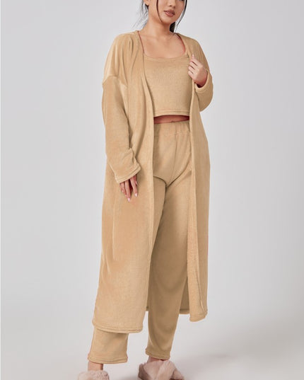 Cozy Pajama Set, 3 Piece Lounge Set, Cute Loungewear, Warm Suit Sets, Matching Set, Lounge Set, 3 Piece Pant Sets, Women Winter Dress