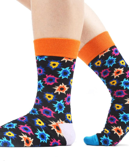 Mens Colorful Bright Dress Funky Novelty Patterned Design Socks 8 Pairs