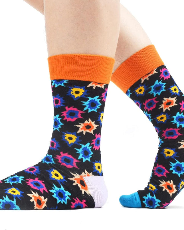 Mens Colorful Bright Dress Funky Novelty Patterned Design Socks 8 Pairs