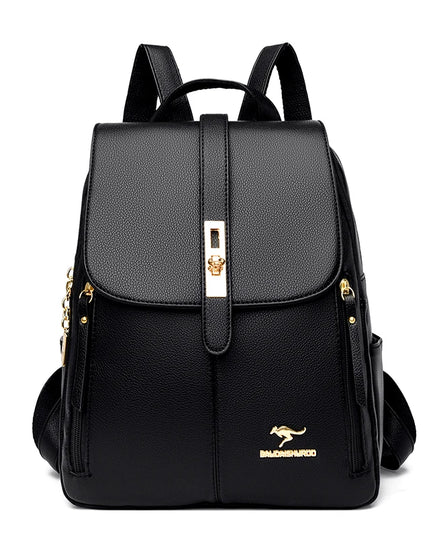 Luxury Women Leather Backpacks for Girls Sac a Dos Casual Daypack Black Vintage Backpack School Bags for Girls Mochila Rucksack
