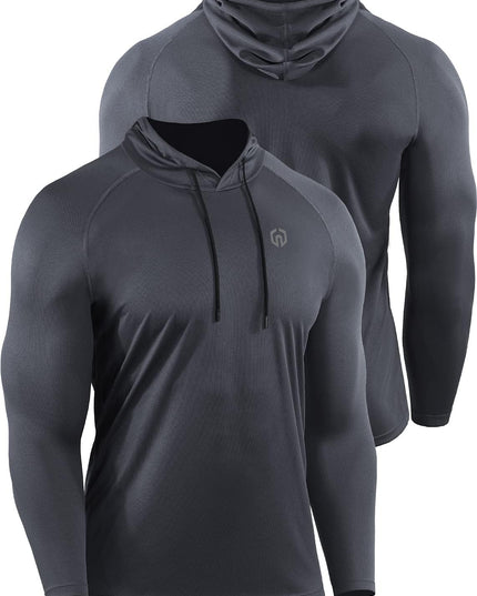 Men'S 3 Pack Mesh Running Shirt Long Sleeve Workout Athletic Shirts with Hoods,5095,White/Grey/Blue,3Xl