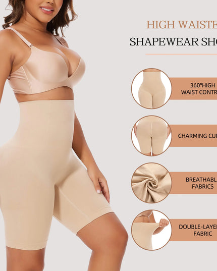 2 Packs Tummy Control Shapewear Shorts Faja Body Shaper for Women High-Waisted Thigh Slimming