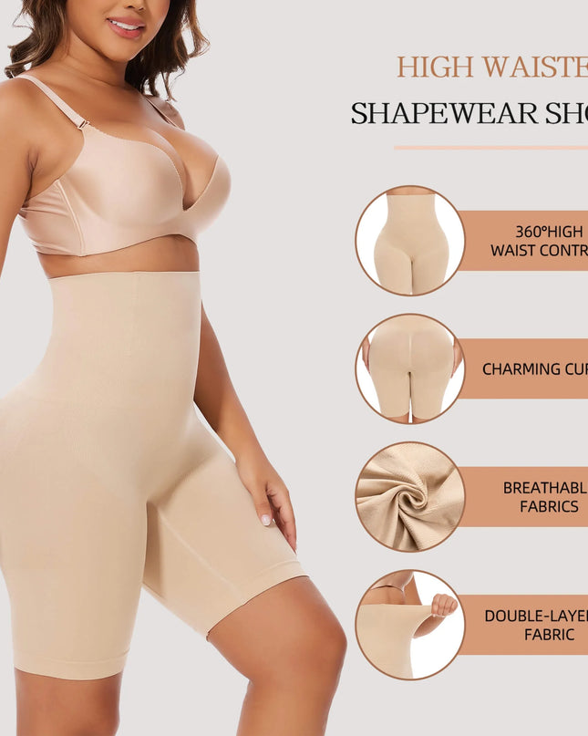 2 Packs Tummy Control Shapewear Shorts Faja Body Shaper for Women High-Waisted Thigh Slimming