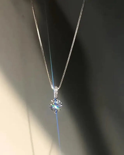 Fashion 925 Sterling Silver round Zircon Necklace Minimalist Style Charm Choker Pendant Party Gift for Women'S Fine Jewelry