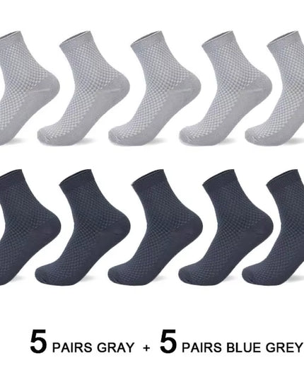 10 Pairs/Lot Men'S Bamboo Fiber Socks 2025 New Compression Autumn Long Black Business Casual Man Dress Sock Gift plus Size 42-45