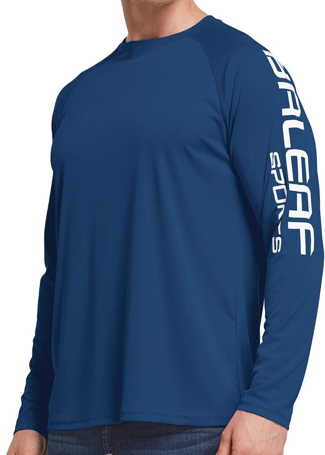 Men'S Long Sleeve UV Shirts Sun Protection UPF 50+ Shirt SPF Lightweight Quick Dry Rash Guard for Hiking Fishing Ocean Blue Size L