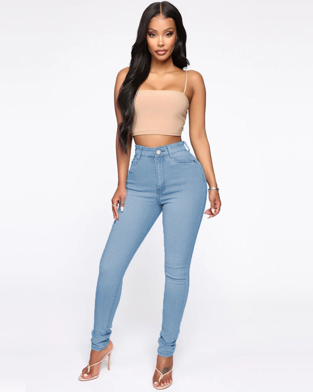 Slimming Jeans Pants for Women High Waist Trousers with Pockets