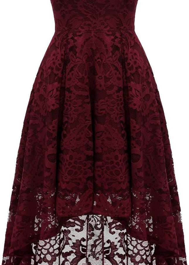 Women Halter Lace Wedding Guest Dress Hi-Lo Cocktail Party Bridesmaid Formal Dresses