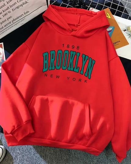 Brooklyn Letter Print Hooded Sweater Fashion Hoodie Kids Hip Hop Street Ladies New York Autumn Clothing Hoodie for Women
