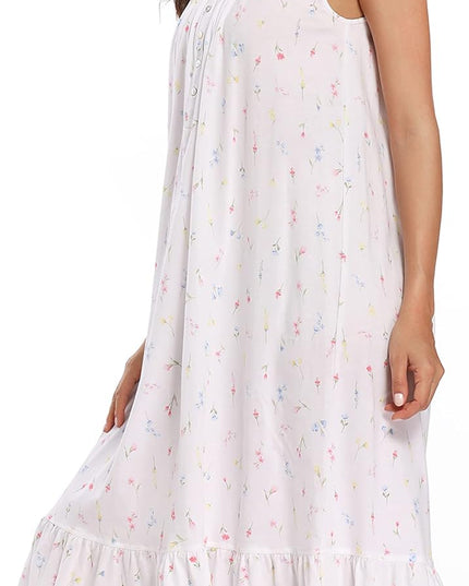 100% Cotton Nightgowns for Women Soft Ladies Gowns Sleepwear Long Sleeveless Nightgown