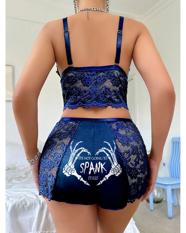 Blue Lace Babydoll Set, Naughty Pajama Outfit