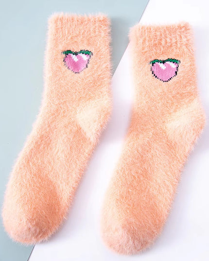 2 Pairs Cute Cow Spots Print Socks, Thickened & Warm Coral Fleece Socks, Women'S Stockings & Hosiery