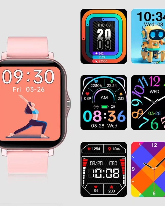 Smart Fitness Tracker Watch for Android/Ios - IP68, Heart Rate/Blood Oxygen/Sleep Monitoring, 8 Sports Modes, Breath Training, Weather Updates - 1.69-Inch Display for Men and Women (Rose Gold)
